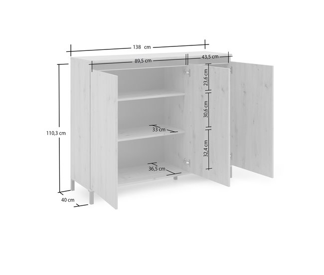 Conforama Aparador Dceppitell Bufé De Salón Aparador De Salón Despensa De Cocina Made In Italy 138x110h40 Cm Madera Y Antracita