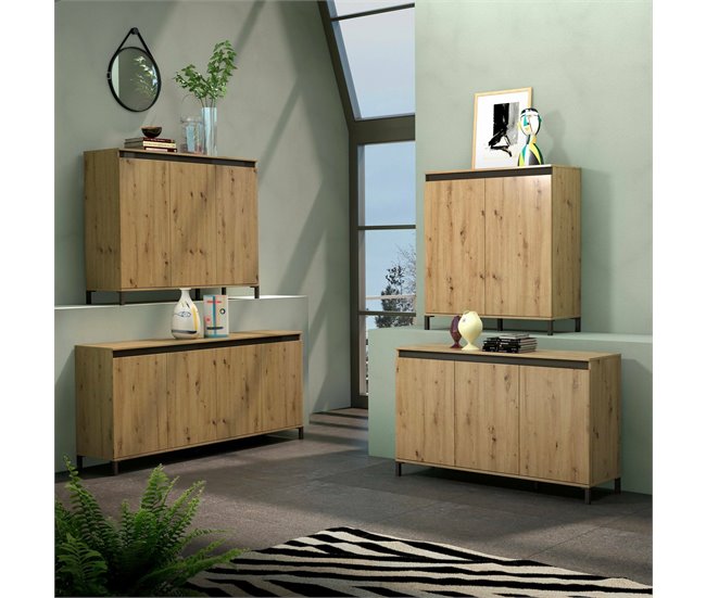 Conforama Aparador Dceppitell Bufé De Salón Aparador De Salón Despensa De Cocina Made In Italy 138x110h40 Cm Madera Y Antracita