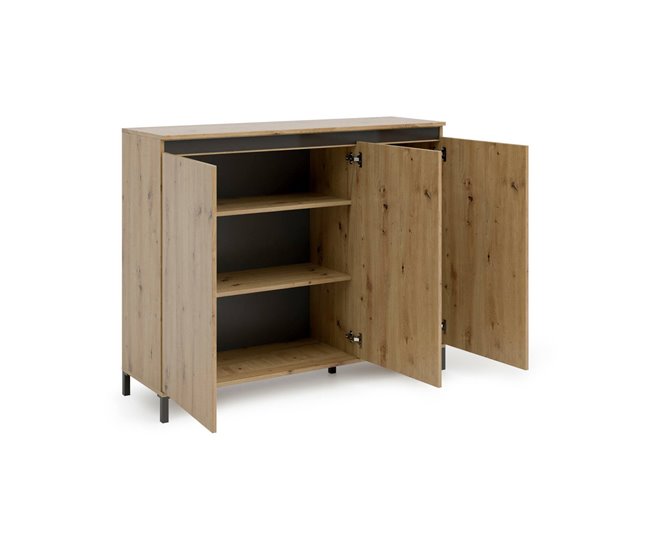 Conforama Aparador Dceppitell Bufé de salón Aparador de salón Despensa de cocina Made in Italy 138x110h40 cm Madera y Antracita