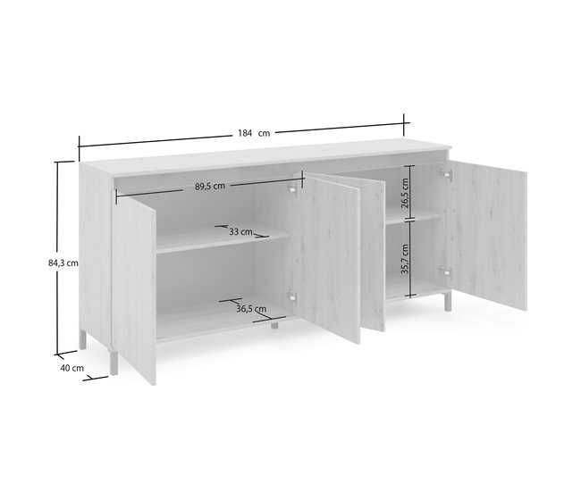 Conforama Aparador Dcerofolin Bufé De Salón Aparador De Salón Despensa De Cocina Made In Italy 184x90h40 Cm Blanco Brillante Y Antracita