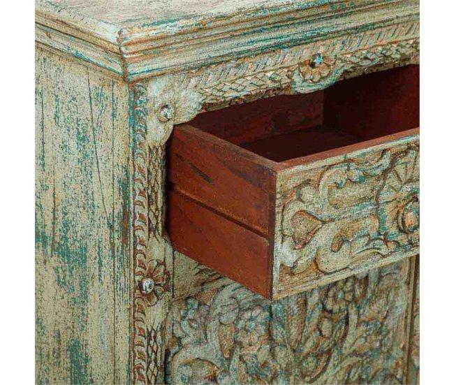 Conforama Aparador De Madera Tallada Verde 147x45x96