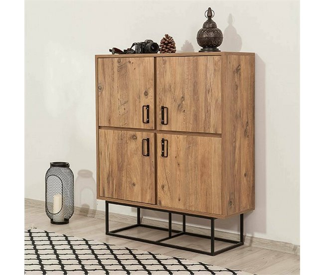 Conforama Aparador Dfagg Bufé De Salón Aparador De Salón Despensa De Cocina 93x36h115 Cm Roble Y Negro