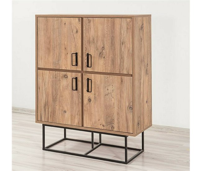Conforama Aparador Dfagg Bufé De Salón Aparador De Salón Despensa De Cocina 93x36h115 Cm Roble Y Negro