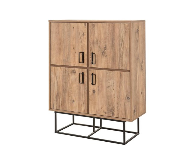 Conforama Aparador Dfagg Bufé de salón Aparador de salón Despensa de cocina 93x36h115 cm Roble y Negro