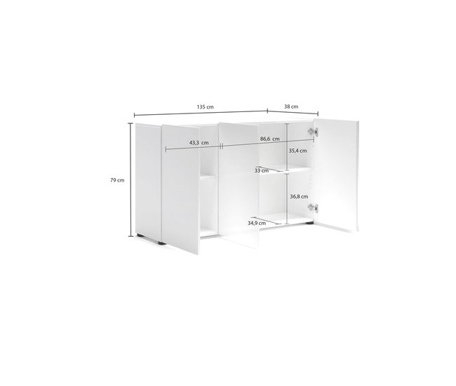 Conforama Aparador Dferraguzz Bufé De Salón Aparador De Salón Despensa De Cocina Made In Italy 135x38h79 Cm Blanco Brillante