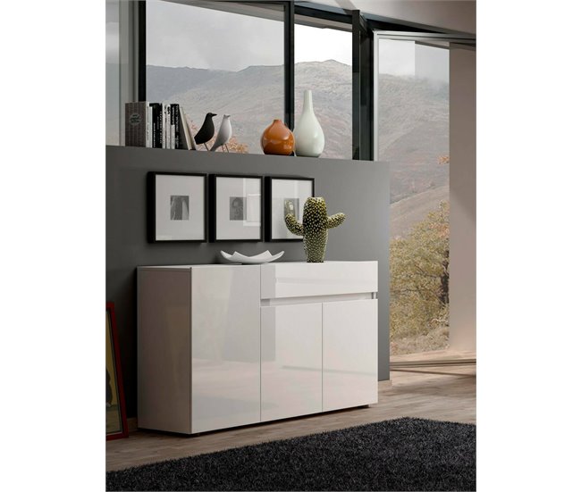 Conforama Aparador Dferrarin Bufé De Salón Aparador De Salón Despensa De Cocina Made In Italy 135x38h79 Cm Blanco Brillante