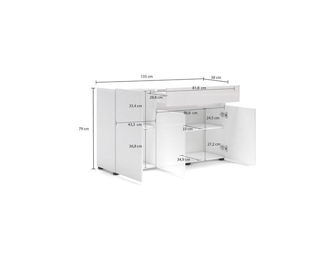 Conforama Aparador Dferrarin Bufé De Salón Aparador De Salón Despensa De Cocina Made In Italy 135x38h79 Cm Blanco Brillante