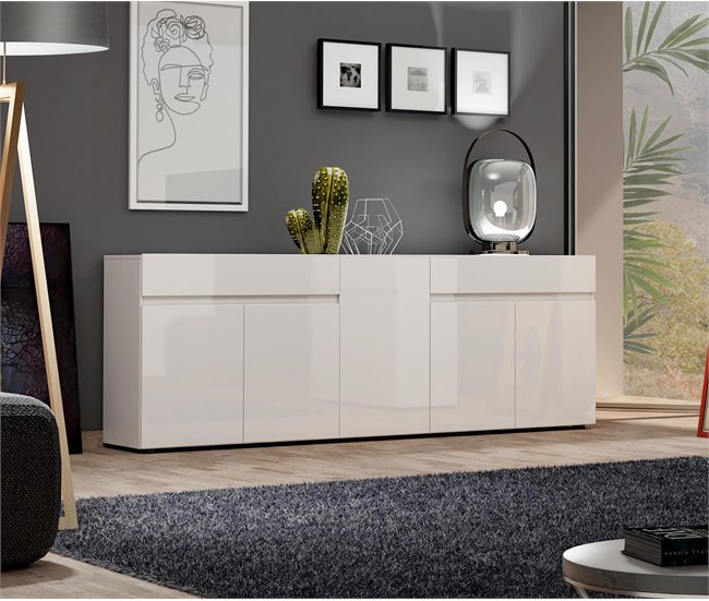 Conforama Aparador Dfilanger Bufé De Salón Aparador De Salón Despensa De Cocina Made In Italy 225x38h79 Cm Blanco Brillante