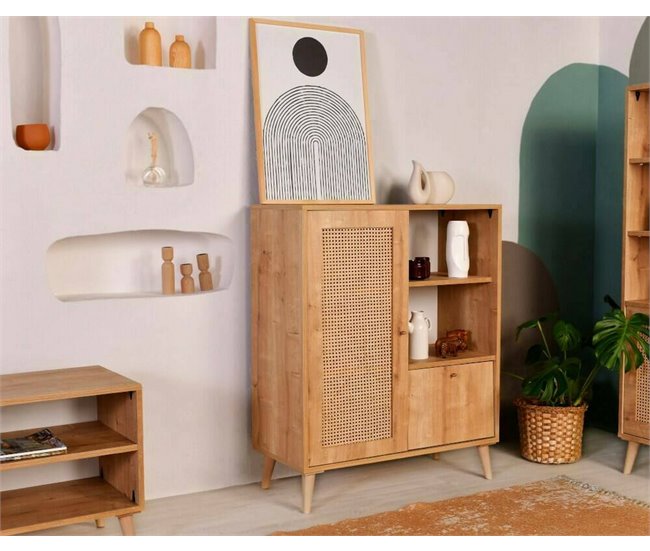 Conforama Aparador Dfrigeri Bufé De Salón Aparador De Salón Despensa De Cocina 90x40h110 Cm Roble