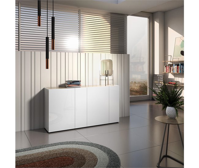 Conforama Aparador Dgasperin Bufé De Salón Aparador De Salón Despensa De Cocina Made In Italy 174x40h92 Cm Blanco Brillante Y Roble