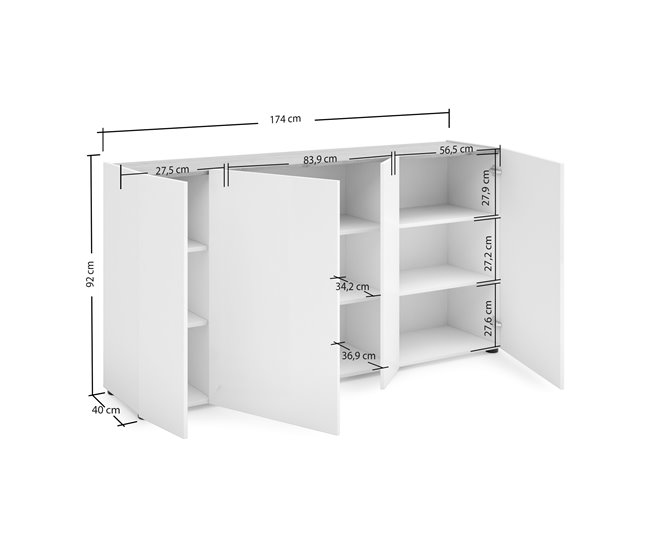 Conforama Aparador Dgasperin Bufé De Salón Aparador De Salón Despensa De Cocina Made In Italy 174x40h92 Cm Blanco Brillante Y Roble