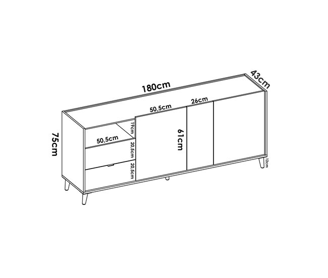 Conforama Aparador Dguerin Buffet De Salón Aparador De Salón Moderno Con 3 Puertas 180x43h75 Cm Roble Y Gris