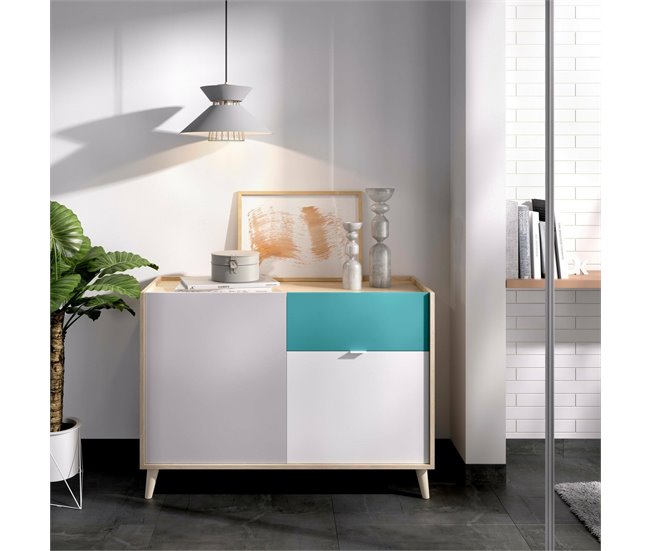 Conforama Aparador Djuli Buffet De Salón Aparador De Salón Moderno Con 2 Puertas 105x43h75 Cm Blanco Y Roble