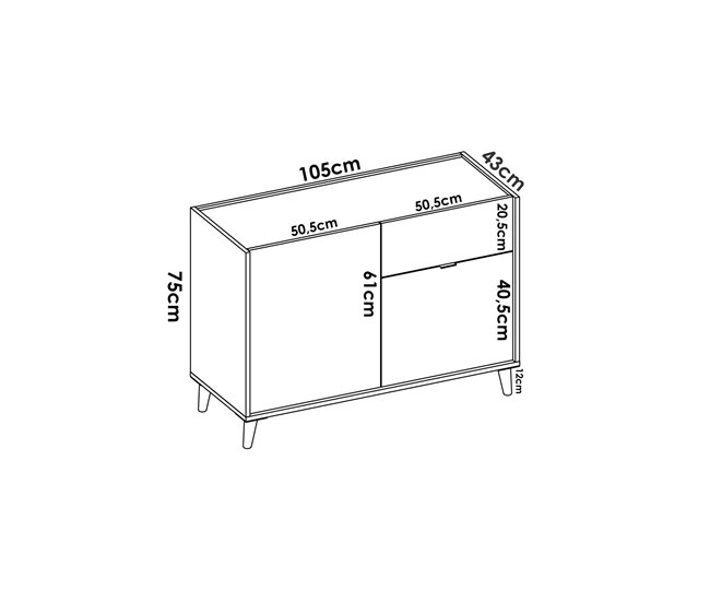 Conforama Aparador Djuli Buffet De Salón Aparador De Salón Moderno Con 2 Puertas 105x43h75 Cm Blanco Y Roble