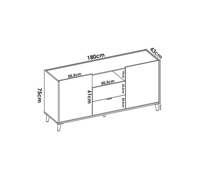 Conforama Aparador Dmaje Buffet De Salón Aparador De Salón Moderno Con 2 Puertas 155x43h75 Cm Blanco Y Roble