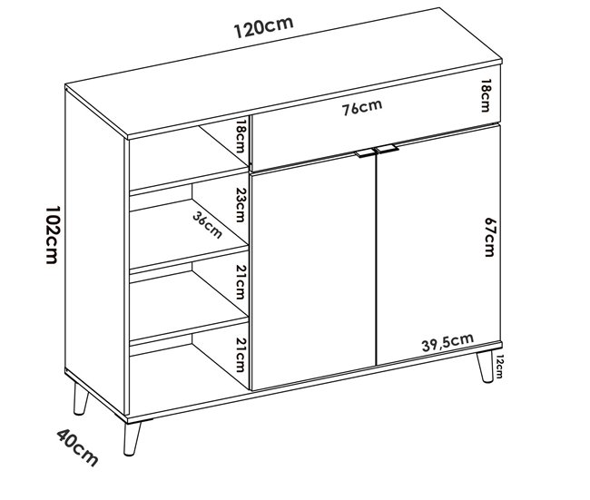 Conforama Aparador Dmezzon Buffet Despensa De Salón Aparador De Salón Moderno Con 2 Puertas 120x40h102 Cm Blanco Y Roble
