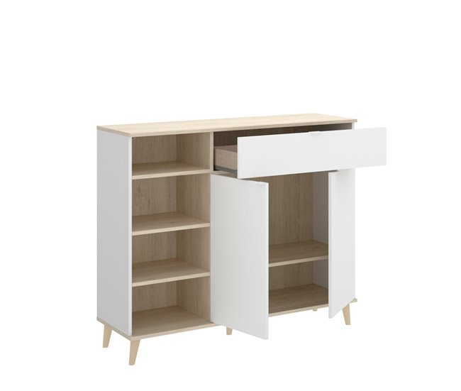 Conforama Aparador Dmezzon Buffet Despensa De Salón Aparador De Salón Moderno Con 2 Puertas 120x40h102 Cm Blanco Y Roble