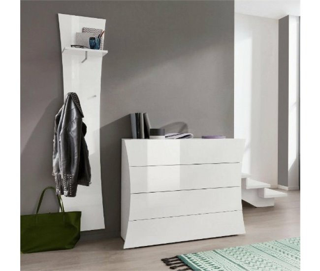 Conforama Aparador Dmogno Aparador De Cocina Con 2 Puertas Y 4 Cajones Buffet De Salón 100% Made In Italy 124x40h82 Cm Blanco Brillo