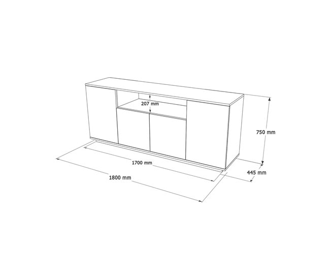 Conforama Aparador Dpas Bufé De Salón Aparador De Salón Despensa De Cocina 180x45h75 Cm Roble Y Blanco