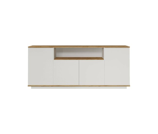 Conforama Aparador Dpas Bufé de salón Aparador de salón Despensa de cocina 180x45h75 cm Roble y Blanco