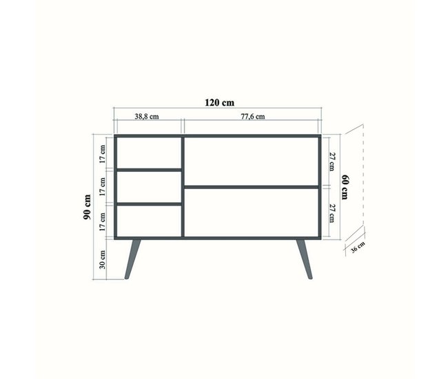 Conforama Aparador Dpavarin Bufé De Salón Aparador De Salón Despensa De Cocina 120x36h90 Cm Roble Y Multicolor