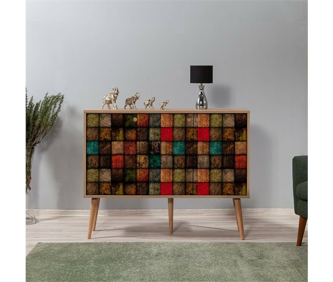 Conforama Aparador Dpavarin Bufé De Salón Aparador De Salón Despensa De Cocina 120x36h90 Cm Roble Y Multicolor