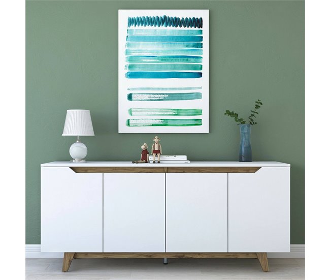 Conforama Aparador Dpaves Bufé De Salón Aparador De Salón Despensa De Cocina 180x45h79 Cm Blanco Y Nogal
