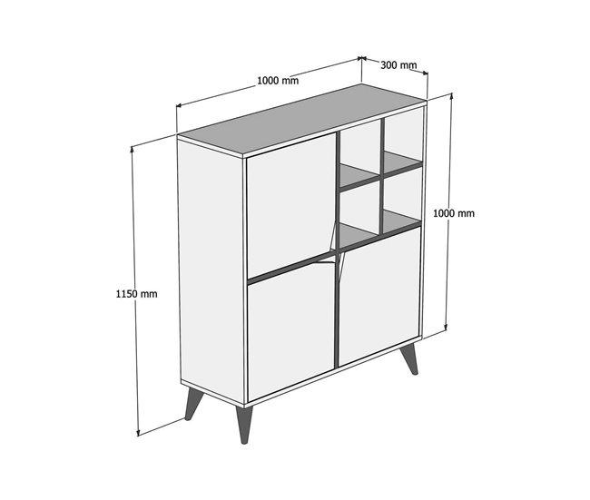 Conforama Aparador Dpolitan Bufé De Salón Aparador De Salón Despensa De Cocina 100x30h115 Cm Nogal Y Blanco