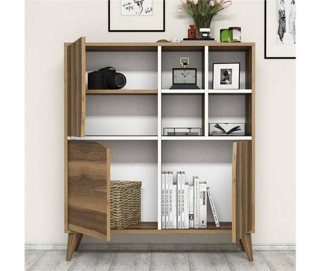 Conforama Aparador Dpolitan Bufé De Salón Aparador De Salón Despensa De Cocina 100x30h115 Cm Nogal Y Blanco
