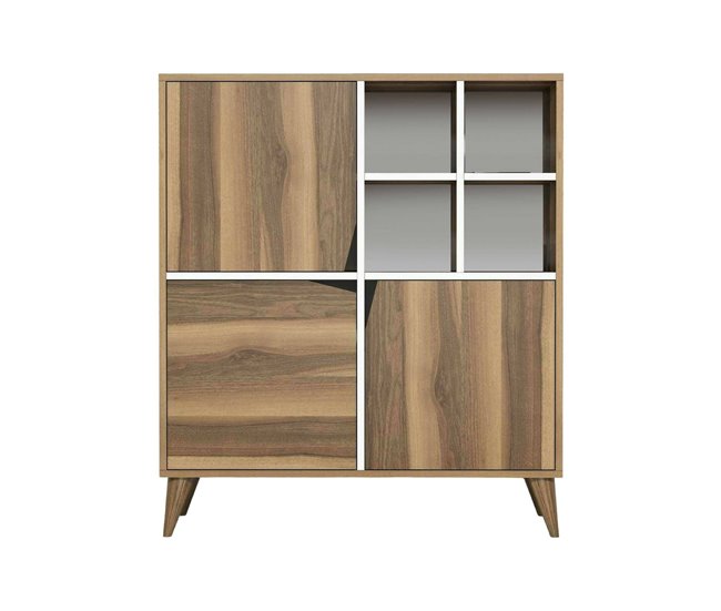 Conforama Aparador Dpolitan Bufé de salón Aparador de salón Despensa de cocina 100x30h115 cm Nogal y Blanco