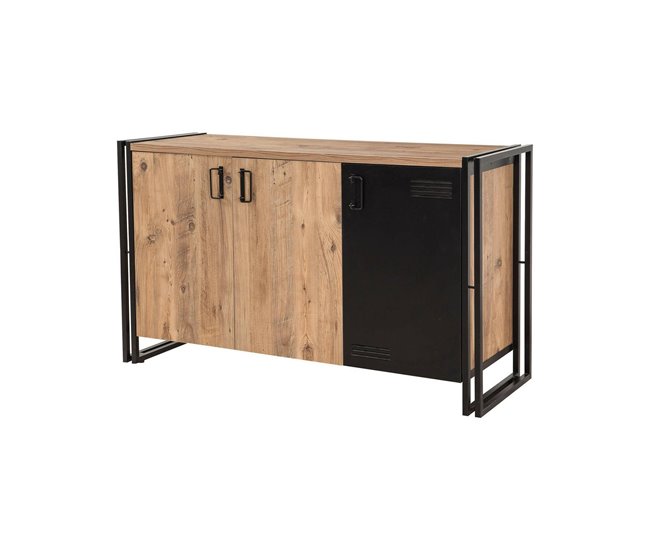 Conforama Aparador Dragusi Bufé de salón Aparador de salón Despensa de cocina 140x45h80 cm Roble y Negro