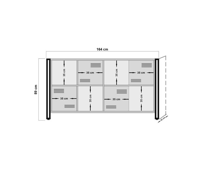 Conforama Aparador Dumfrie Bufé De Salón Aparador De Salón Despensa De Cocina 164x35h89 Cm Roble Y Negro