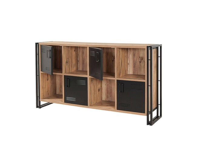 Conforama Aparador Dumfrie Bufé de salón Aparador de salón Despensa de cocina 164x35h89 cm Roble y Negro