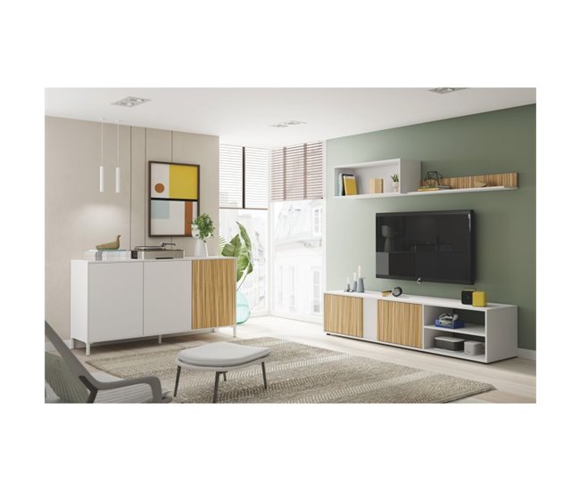 Conforama Aparador Ethna Blanco Artik (Blanco Mate) - Natur 154 X 74 X 40 Cm