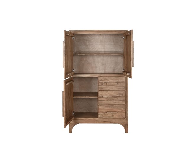 Conforama Aparador Home ESPRIT Marrón Claro Acacia 90 X 45 X 160 Cm