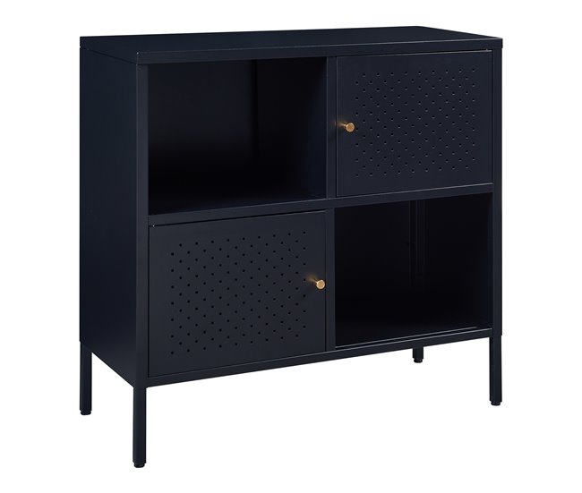 Conforama Aparador Janakkala acero con 2 puertas 80x35x80 cm - Negro [en.casa]