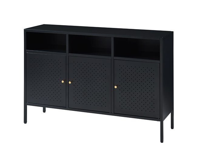 Conforama Aparador Janakkala acero con 3 puertas 119x35x80 cm - Negro [en.casa]