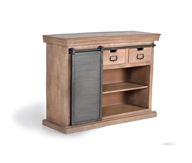 Conforama Aparador madera de mango y metal acabado Marrón/Negro de 85x40x115 cm - Giner y Colomer