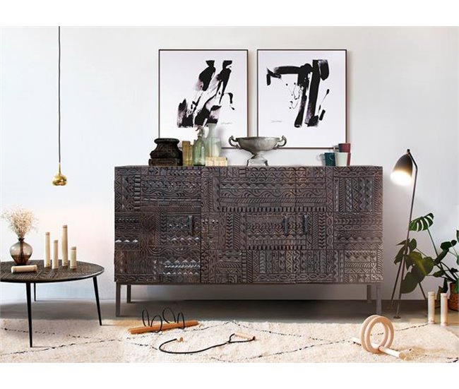 Conforama Aparador Madera De Mango Y Patas De Metal En Nogal Oscuro 85x40x150 Cm - Giner Y Colomer