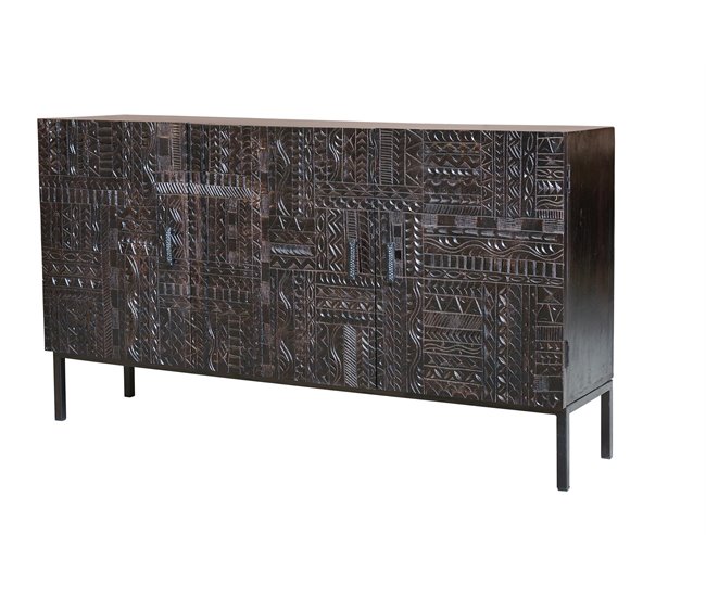 Conforama Aparador Madera De Mango Y Patas De Metal En Nogal Oscuro 85x40x150 Cm - Giner Y Colomer