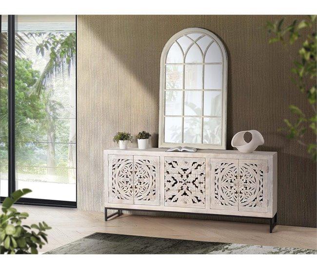 Conforama Aparador Madera De Mango Y Patas Metal Blanco Envejecido De 81x38x190 Cm - Giner Y Colomer