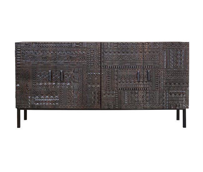 Conforama Aparador Madera De Mango Y Patas Metal En Nogal Oscuro De 85x40x180 Cm - Giner Y Colomer