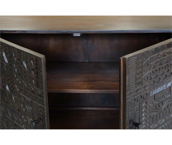 Conforama Aparador Madera De Mango Y Patas Metal En Nogal Oscuro De 85x40x180 Cm - Giner Y Colomer