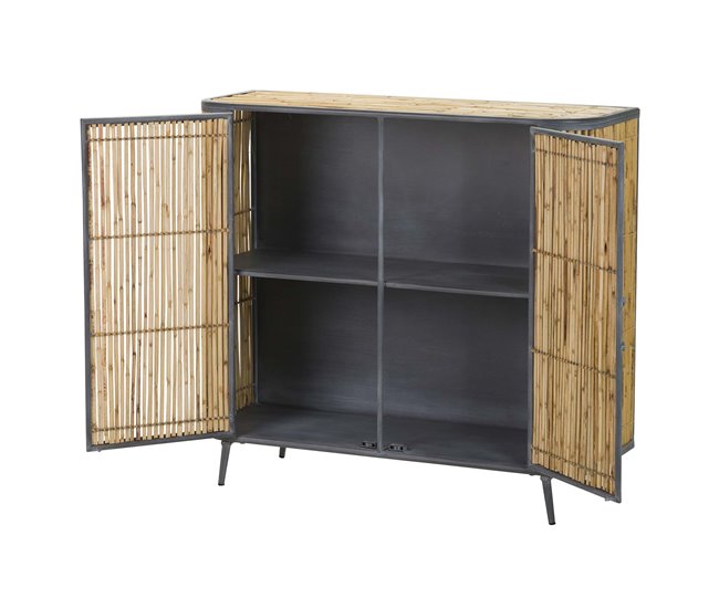 Conforama Aparador Metal Bambu Azul Marrón 100x34x91 Cm