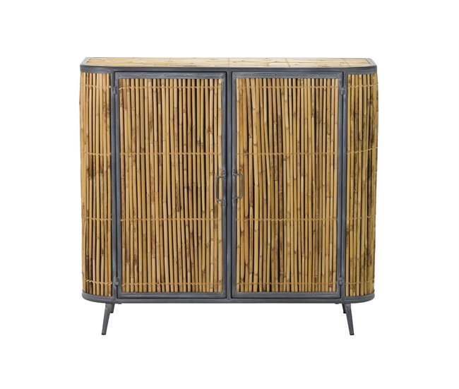 Conforama Aparador Metal Bambu Azul Marrón 100x34x91 Cm