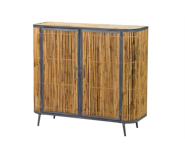 Conforama Aparador Metal Bambu Azul Marrón 100x34x91 Cm