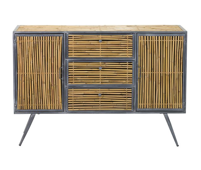Conforama Aparador Metal Bambu Azul Marron 120x41x82 Cm