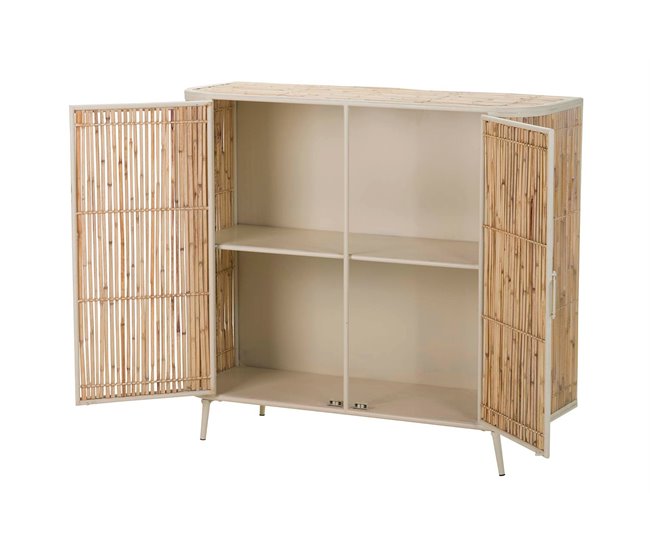 Conforama Aparador Metal Bambu Beige Marron 100x34x91 Cm