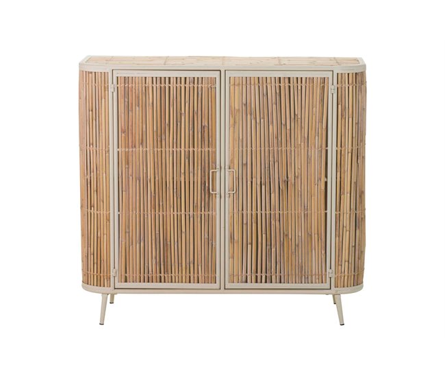 Conforama Aparador Metal Bambu Beige Marron 100x34x91 Cm