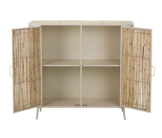 Conforama Aparador Metal Bambu Beige Marron 100x34x91 Cm